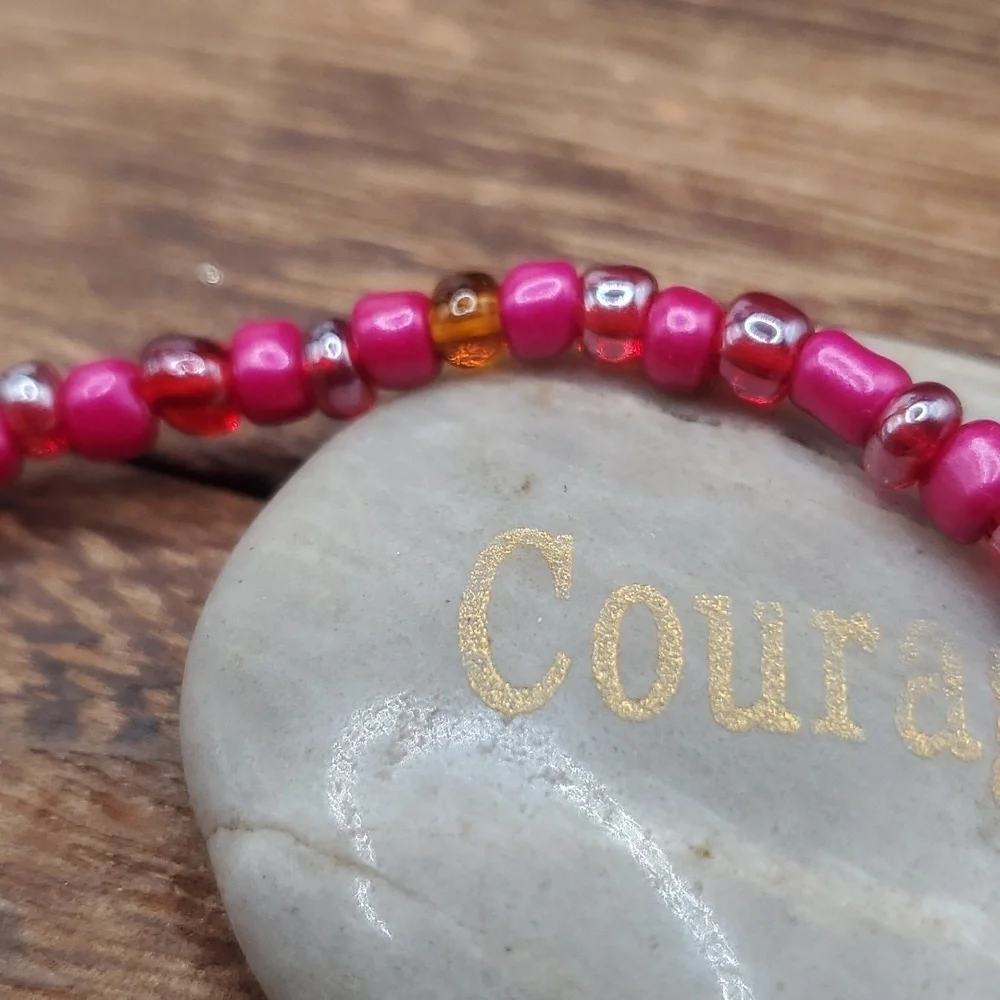 B3128 ruby seed beaded bracelet‎